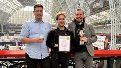 Award winning beer: (l-r)Elland Brewery brewing director Joe Francis, brewer Rob Thomas and sales and marketing director Scott Hutchinson