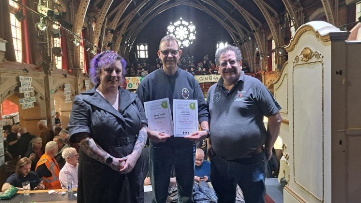 Winter warmer: (l-r) CAMRA awards director Laura Emson, Simon Massey and CAMRA national chairman Nik Antona.